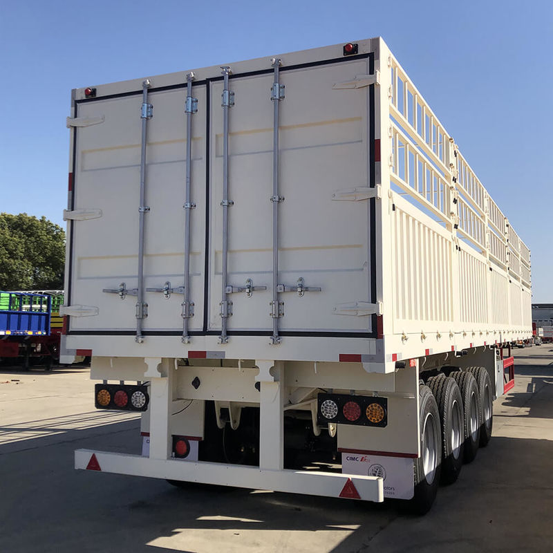 Semi-reboque de 4 eixos com cerca alta de 60 toneladas Semi-reboque de transporte de 13 toneladas