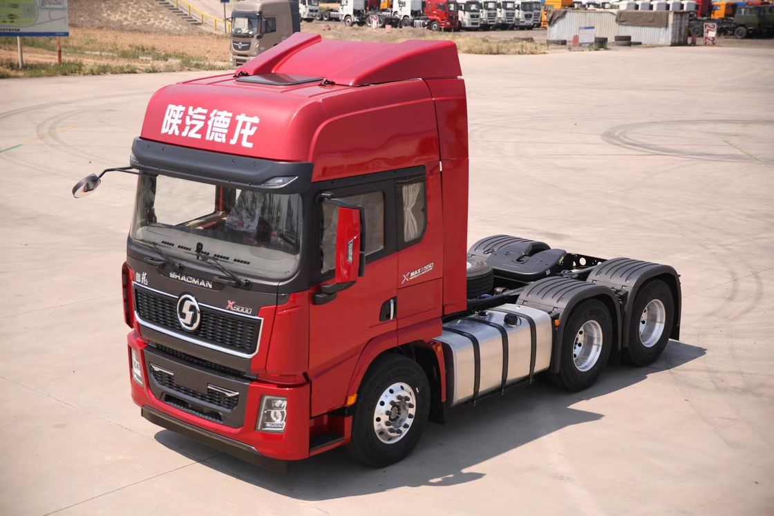 Trator Rodoviário SHACMAN X5000 6x4 460HP EuroV Vermelho Equipado com Motor WP12.460E50 e Filtro de Ar Comum