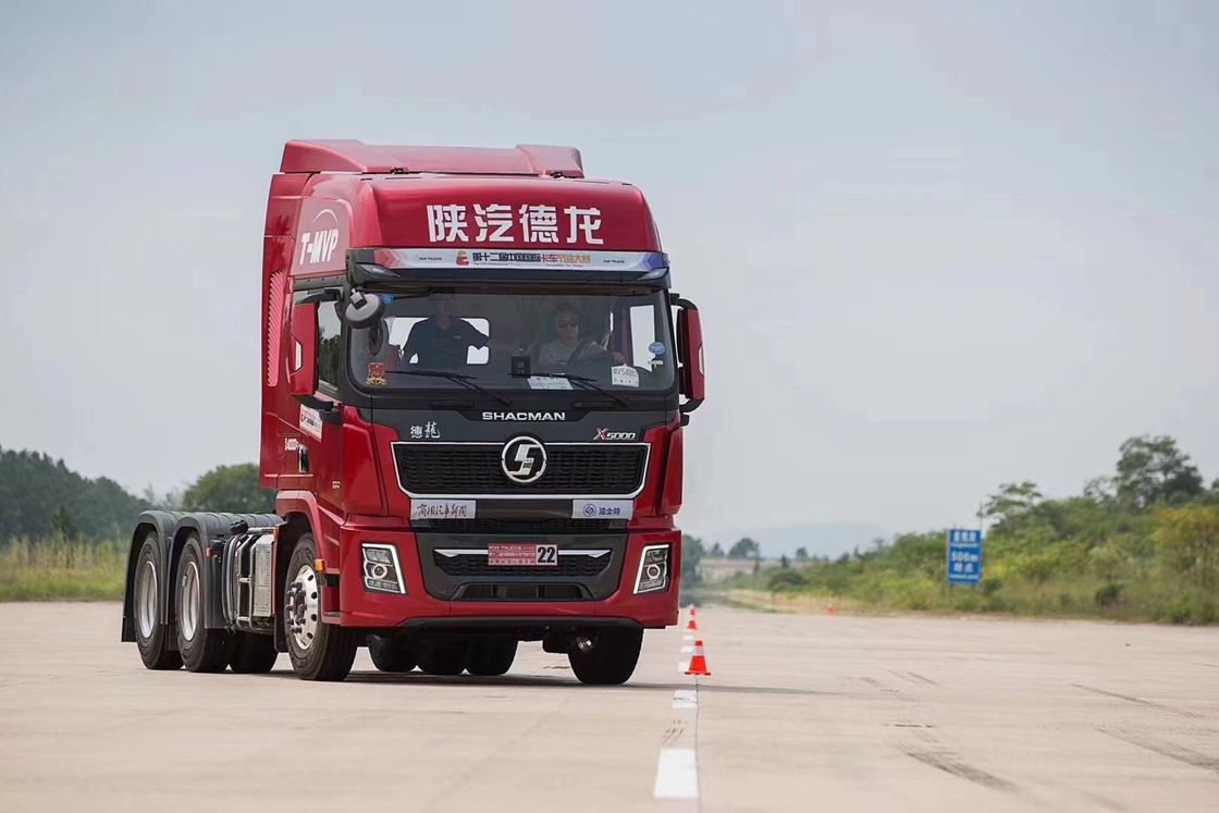 Trator Rodoviário SHACMAN X5000 6x4 460HP EuroV Vermelho Equipado com Motor WP12.460E50 e Filtro de Ar Comum