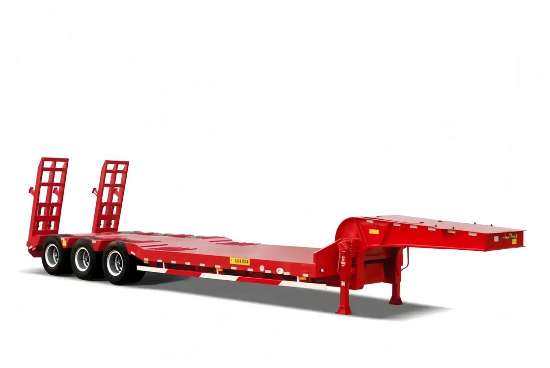 CIMC 3 Eixo LowBed Semi Trailer Caminhão Equipamento de Trailers Transportes Elevação hidráulica Low Boy Trailer FUWA Eixo Heavy Dut