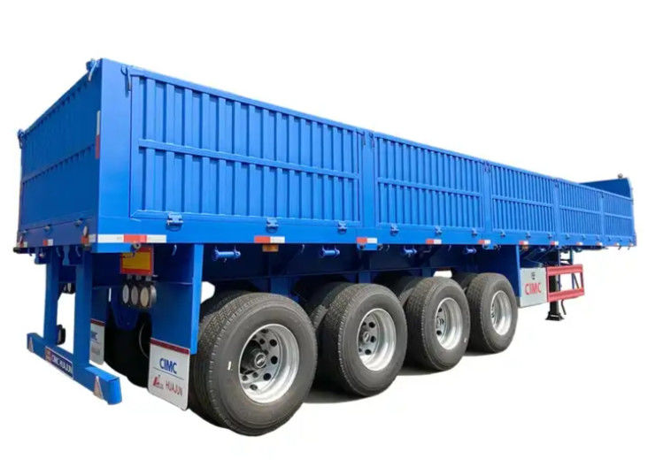 CIMC 4 eixos semi-reboque de cama plana com parede lateral de 1000 mm camião de reboque de transporte de 40 toneladas